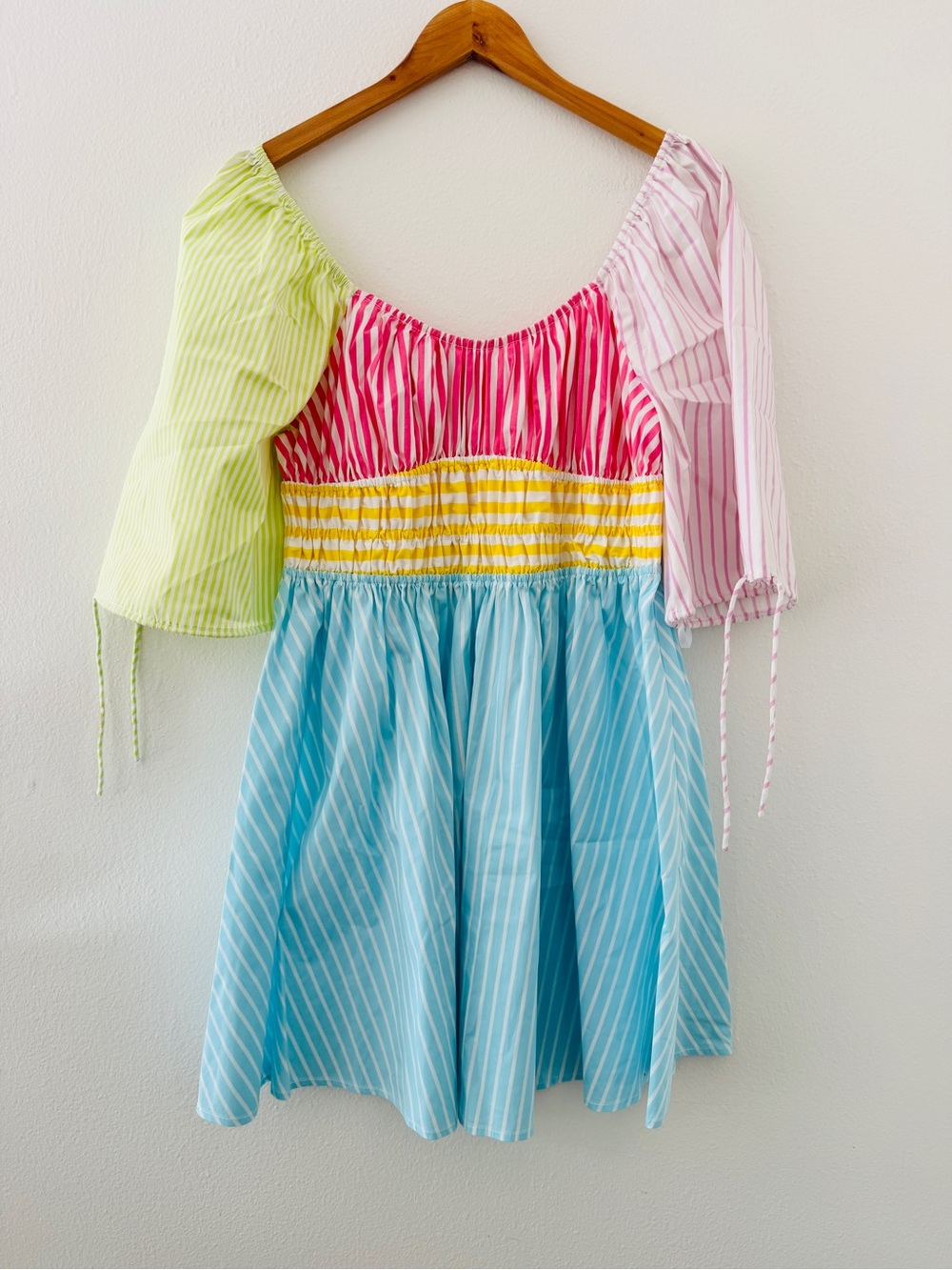 Staud Topsail Dress Multi Stripe Colorful Mini Dress